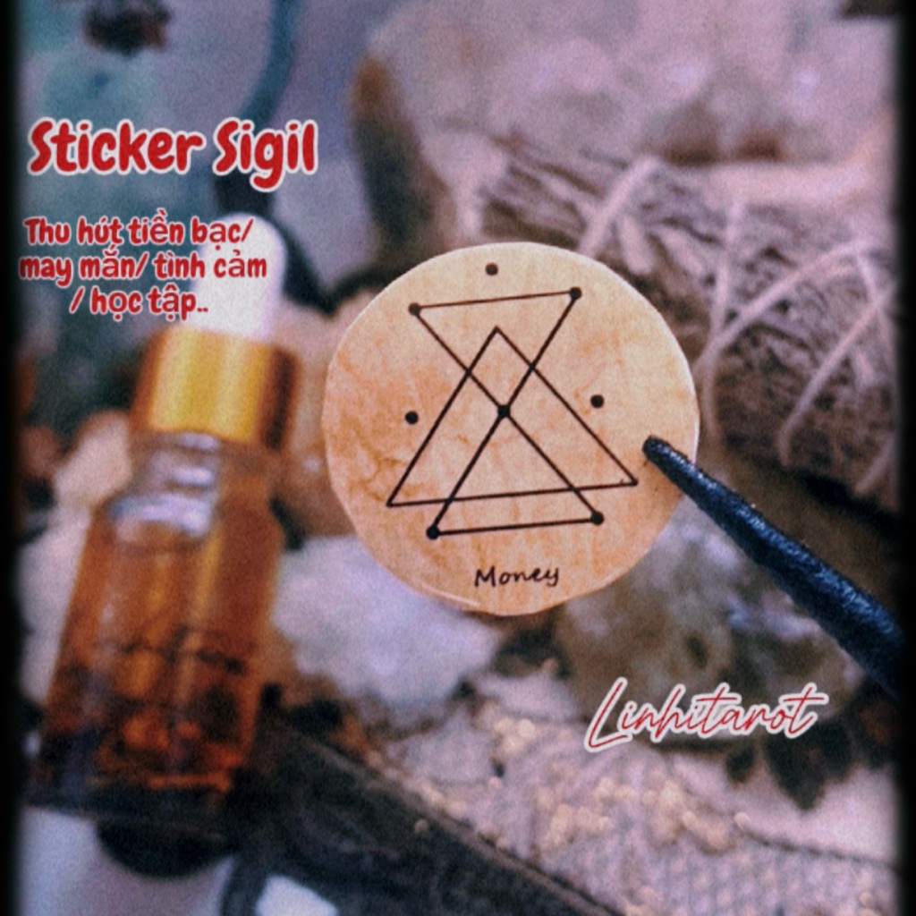 3 Sticker Sigil Dán thu hut May Mắn,T.i.ền Bạc, t.cam, sưc khoe, học tập, thi cư..- dán bình nước, đ