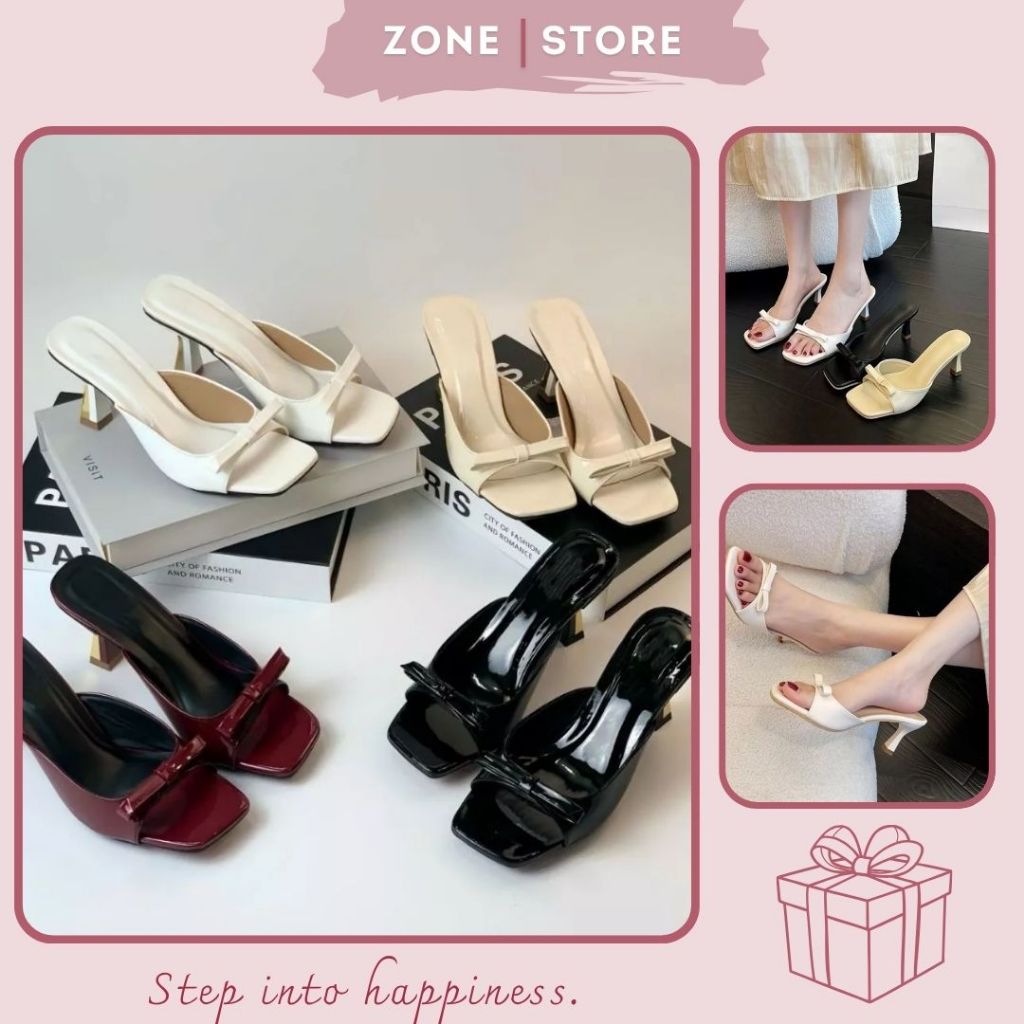 Dép Lê Nữ, Dép Nữ Gót Nhọn Quai Phối Nơ Xinh Xắn - N29 || Zone_Sneaker