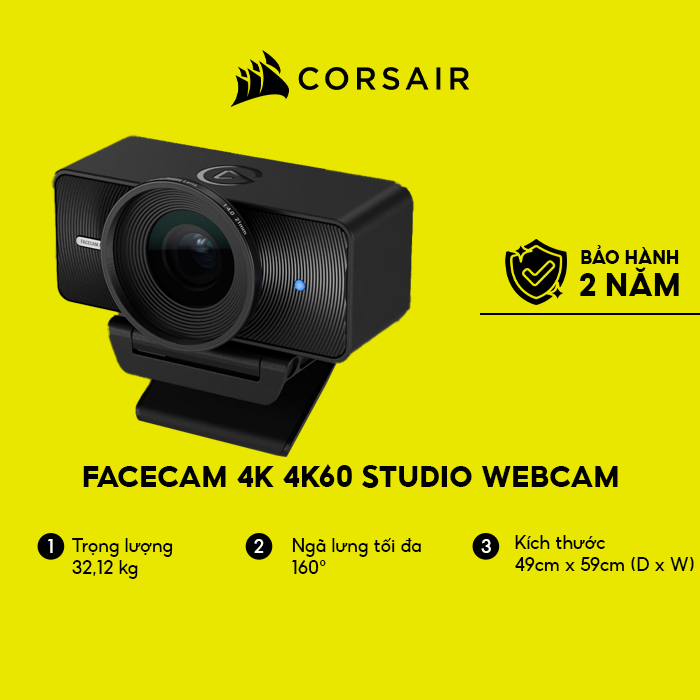 Thiết bị truyền hình ảnh Corsair - Elgato Facecam 4K 4K60 Studio Webcam 10WAF9901