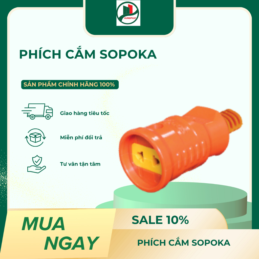 Bộ Nối Nguồn SOPOKA - Phích Cắm, Ổ Cắm Công Suất Cao 3000W, Chống Vỡ An Toàn
