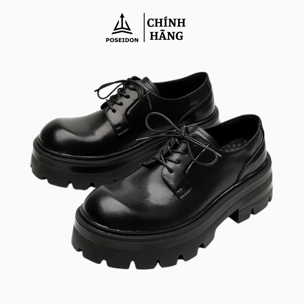 Giày Chunky Derby Nam Poseidon Đế Cao 7cm, Hạ Tầng Vững Chắc, Tôn Dáng Tối Đa