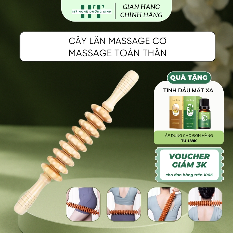 Cây Lăn Massage Cơ Bằng Gỗ Tự Nhiên Nhiều Răng – Dụng Cụ Massage Toàn Thân Mỹ Nghệ Dưỡng Sinh H