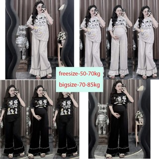 Bộ bầu - bộ sau sinh mặc nhà thời trang ( MICKEY & CO - TNQD - Ống Xuông ) chất liệu cotton mềm mát