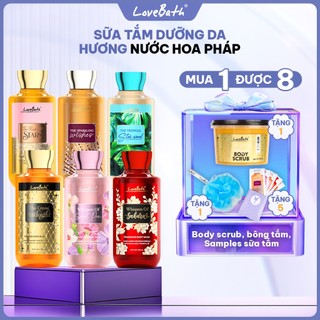  Hộp Sữa Tắm Hương Nước Hoa 295ml {Quà tặng bông tắm & 5 gói sữa tắm 12ml & tẩy tế bào chết 300gr} 