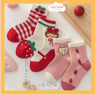  Tất chân cho bé gái 1 - 12 tuổi dày dặn cotton loại A thân thiện với da vớ bé gái mùa đông ấm áp cao cổ thỏ cute T04 