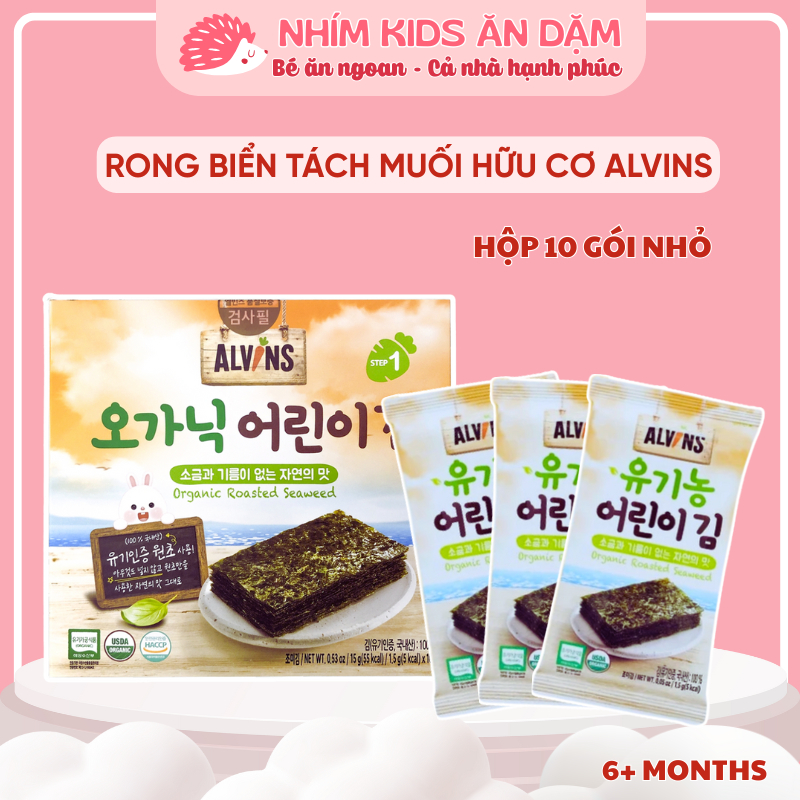 [Date T11/2026] Rong Biển Tách Muối Hữu Cơ ALVINS  Hàn Quốc Cho Bé Từ 6 Tháng Tuổi