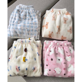   Sẵn  Quần ngủ lông thu đông in hoạ tiết nhiều màu hoạt hình ấm áp dễ thương 