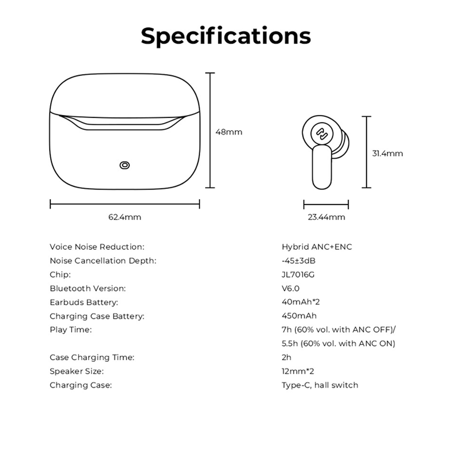 Tai Nghe TWS HAVIT SPACE NC01T, BT 6.0, Hybrid ENC + ANC -45dB, App Havit Life, Nghe Nhạc Đến 30H - Hàng Chính Hãng | BigBuy360 - bigbuy360.vn