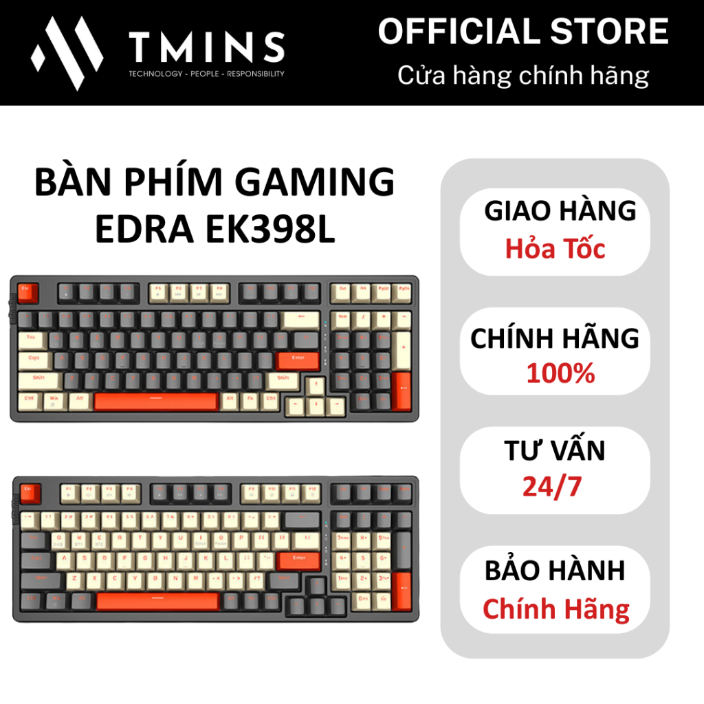 Bàn phím Gaming không dây EDRA EK398L