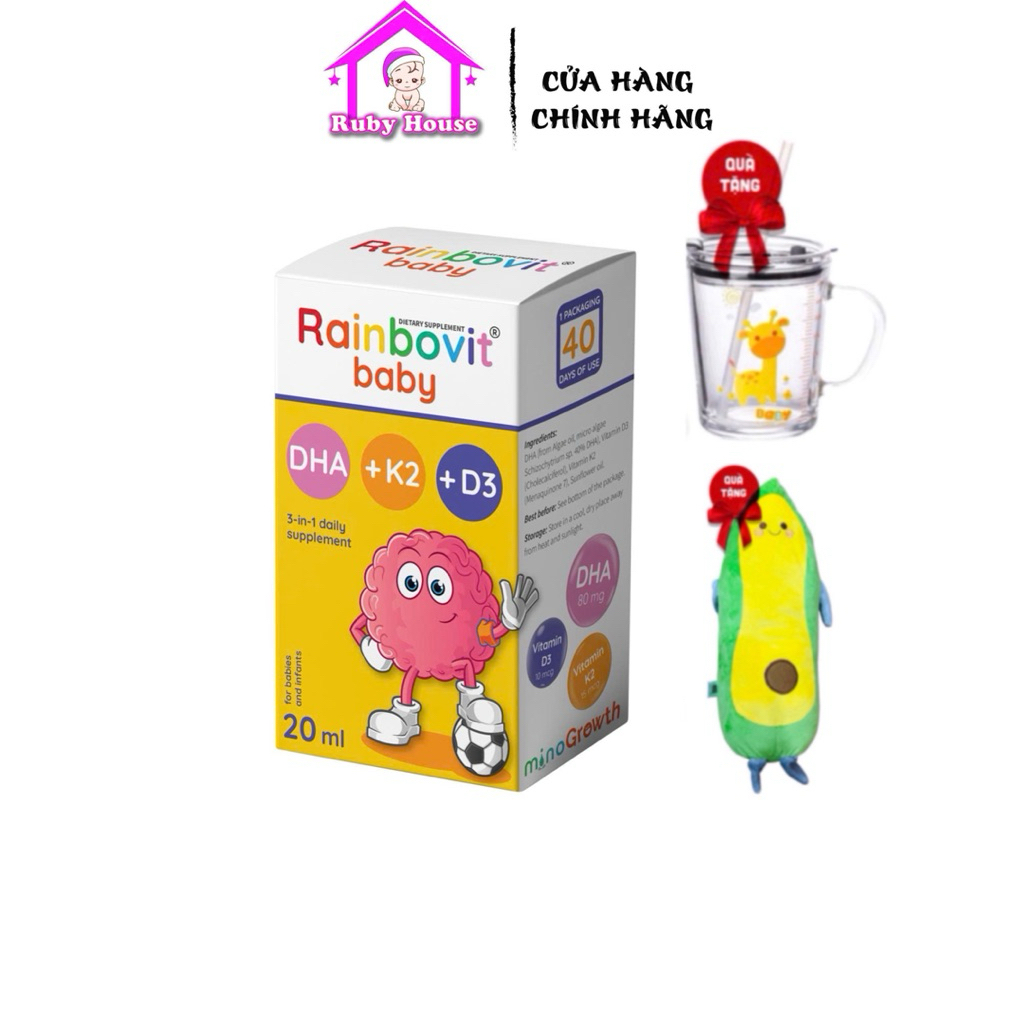 Vitamin DHA +K2D3 Rainbovit baby 10ml hỗ trợ bé thông minh và tăng chiều cao vượt trội