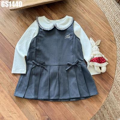 Set Thu Đông Áo Cao Cổ Kèm Váy Đính Nơ Cho Bé Gái 1-6 Tuổi MINTSCLOSET Quảng Châu - GS1282