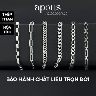   V6  Vòng tay nam nữ Xích Cuban Vát Cạnh 8mm Basic - Thép Titan - Phụ kiện trang sức Unisex Apous 