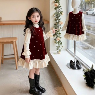   Hàng Loại 1 - Hỏa tốc  Set Đồ Tết cho bé gái 2CT váy nhung phối bèo kèm áo zip Hàn giữ nhiệt 10-32kg Baby Trendy 