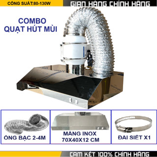 Máng hút mùi bếp inox 304 kèm quạt hút công suất 80-130W | hút mùi khói dầu – có đèn chiếu sáng – dễ lắp đặt