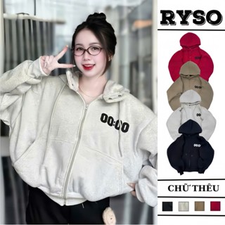  Áo Khoác Nỉ Boxy Chất Nỉ Bông Dày Dặn Nón To Form Rộng Tay Xỏ Ngón Chống Nắng Bo Lưng Chun Thoải Mái Thêu 00:00 RYSO 