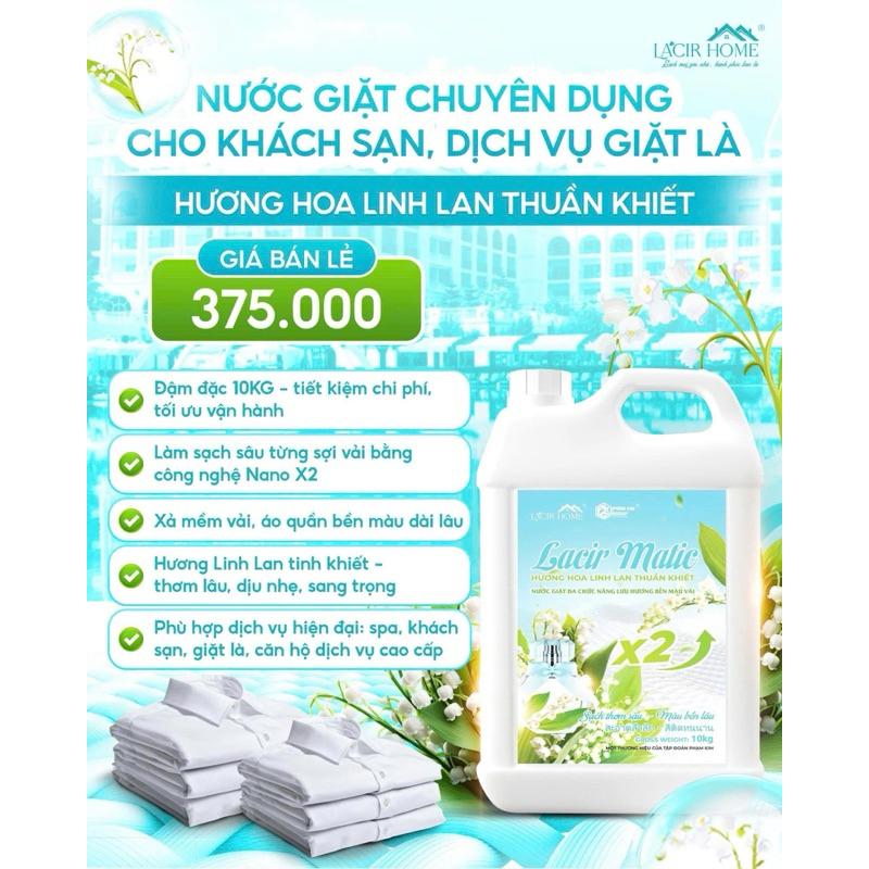 ☘️[10KG] NƯỚC GIẶT LINH LAN LACIR HOME 10KG SIÊU HỜI