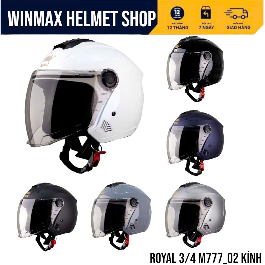 ROYAL helmet  Mũ Bảo Hiểm 3/4 Đầu M777_02 Kính Size L/XL Nhựa ABS Hàng Chính Hãng ROYAL HELMET BH 12