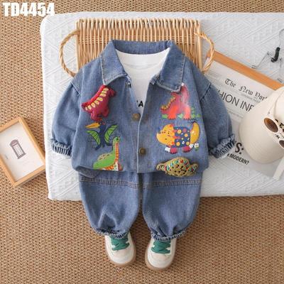 Set Thu Đông Bộ Áo Quần Denim Khủng Long Áo Thun Cho Bé Trai 1-5 Tuổi MINTSCLOSET Quảng Châu TD4454