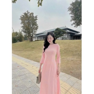 Áo Dài Trơn Lụa Mỹ Cổ Tròn Các Màu- Siêu Xinh