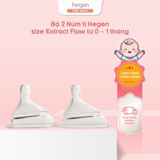 Bộ 2 núm ti Hegen đủ size từ sơ sinh đến 6 tháng – Extract Flow, S, M, L dùng cho sữa và thức ăn sệt