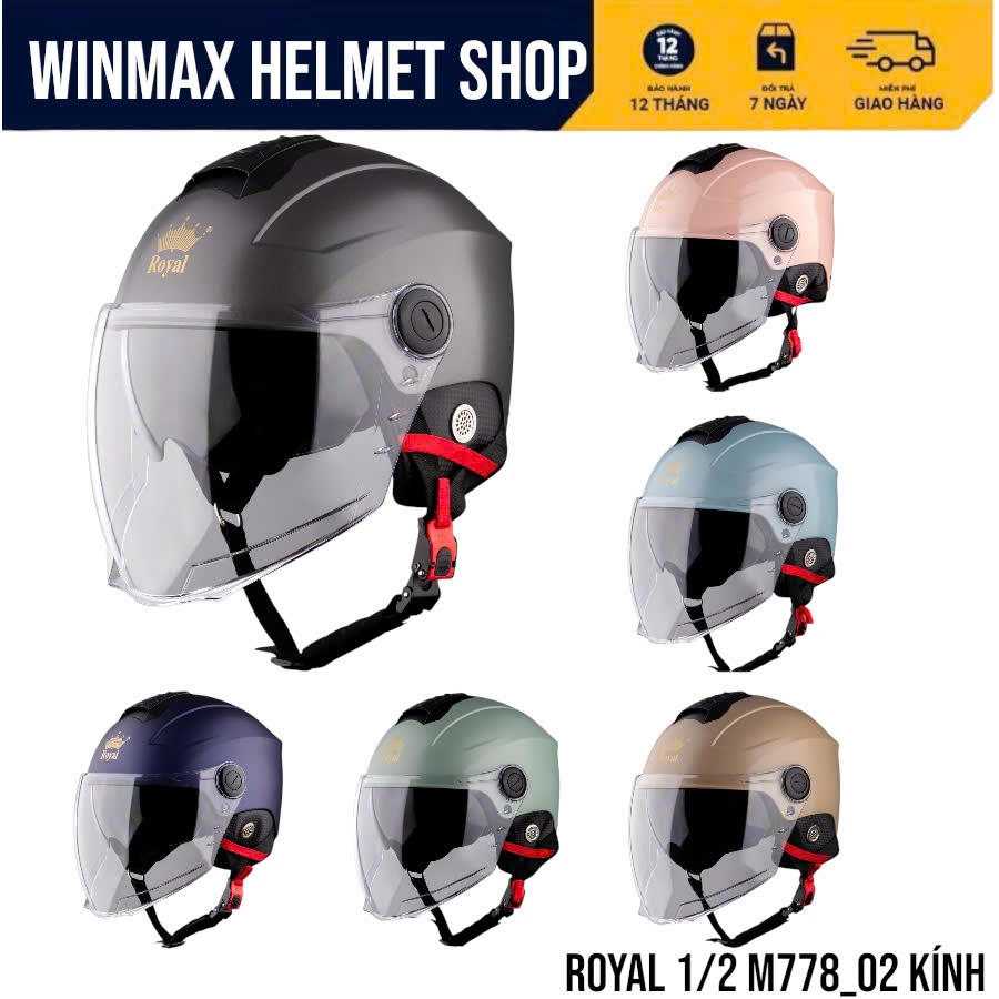 Royal 1/2 Đầu M778K Sản Phẩm Gồm 01 Kính & 02 Kính Mũ Bảo Hiểm Xe Máy Chính Hãng ROYAL HELMET