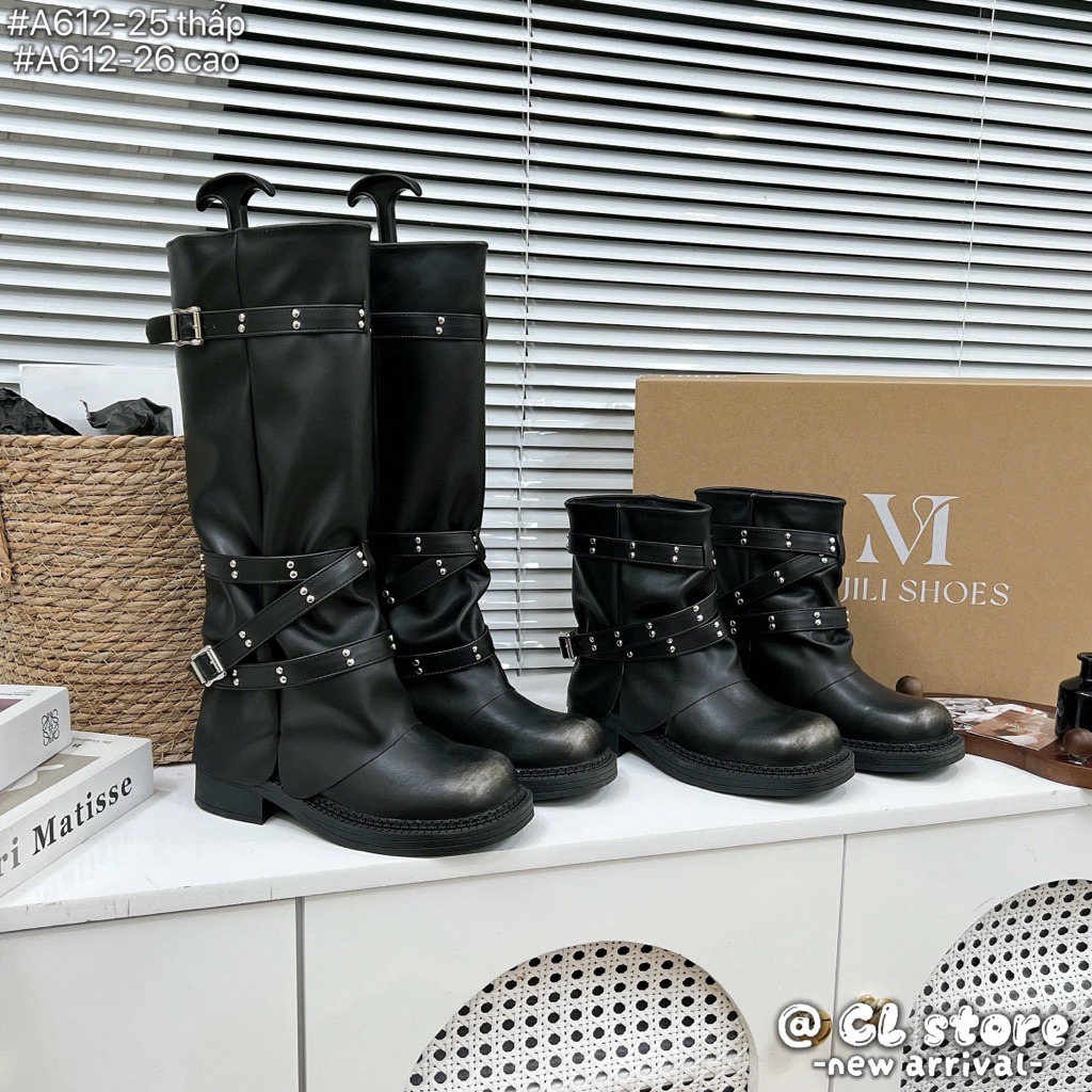 👠Bốt cao cấp MIJILI quai móc đinh