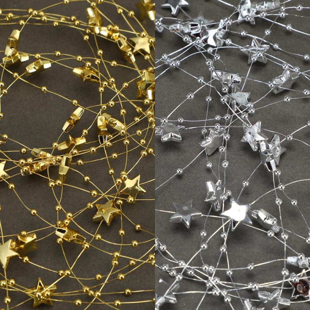 [BÓ 1/3/5 MÉT] Dây chuỗi hạt sao vàng bạc, dây sao vàng dây sao bạc bằng nhựa trang trí quà Tết
