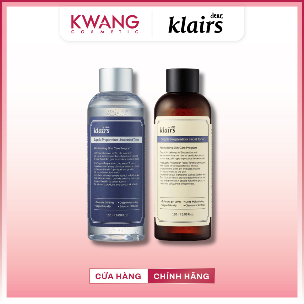 Toner Dear Klairs Unscented và Facial Cấp Ẩm Làm Dịu Cho Mọi Loại Da 180ml Chính Hãng