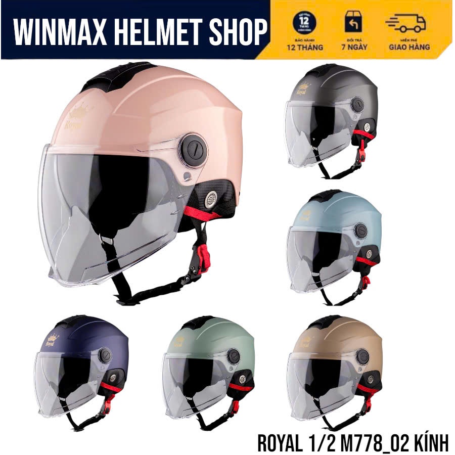 Royal 1/2 Đầu M778K Sản Phẩm Gồm 01 Kính & 02 Kính Mũ Bảo Hiểm Xe Máy Chính Hãng ROYAL HELMET