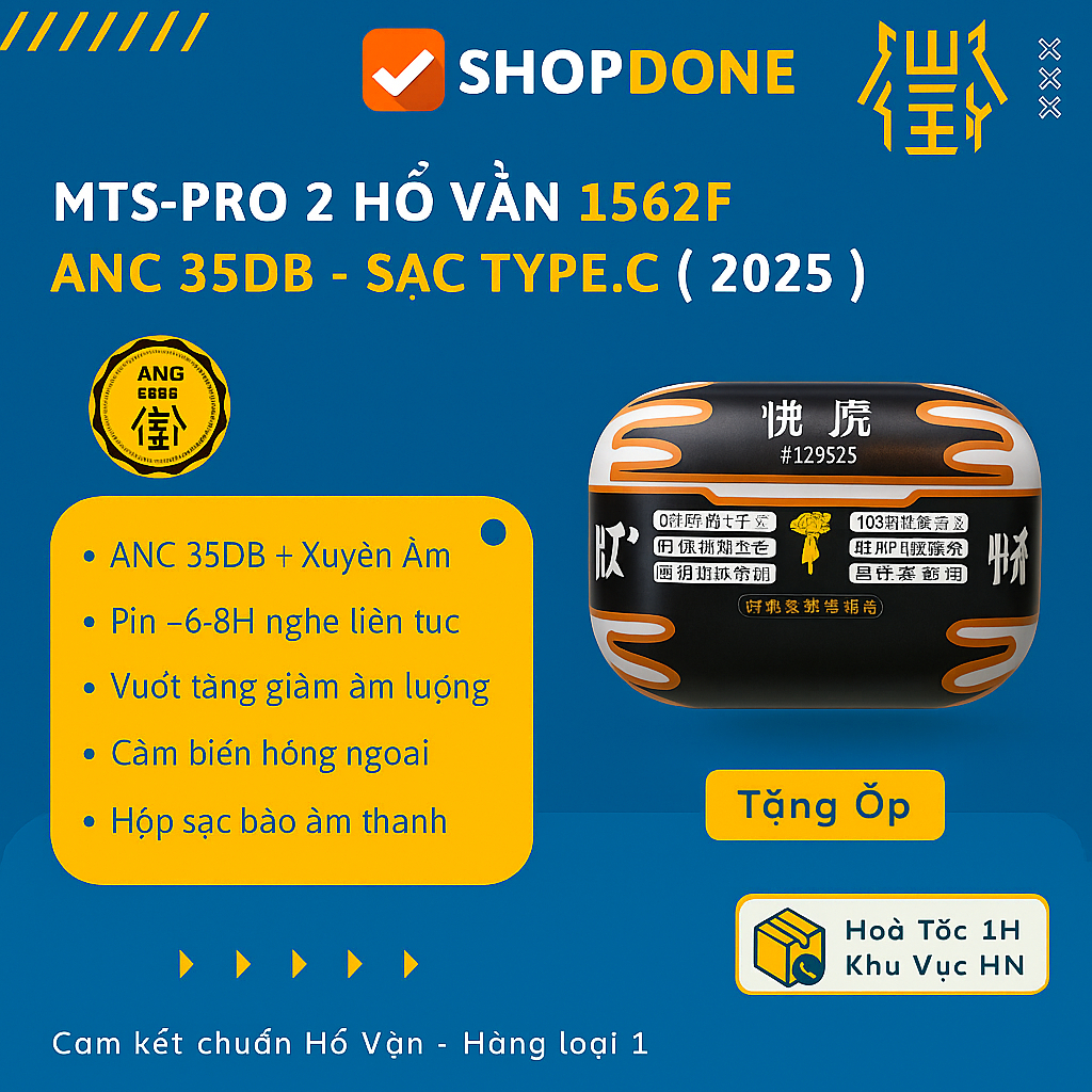 [ New ] Tai nghe Bluetooth PK.C.X-Pro 2 Hổ 1562F, Chống Ồn ANC 35DB - Xuyên Âm - Vuốt Tăng/Giảm Âm