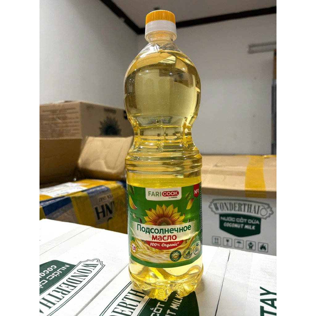 Dầu hướng dương 1 lít date mới sản xuất - Dầu hướng dương nhập khẩu nguyên chai từ Nga loại 5 lit