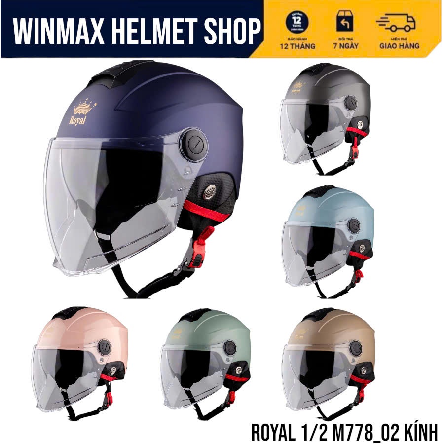 Royal Helmet  M778_02 Kính Mũ Bảo Hiểm Xe Máy 1/2 Đầu Hàng Chính Hãng ROYAL HELMET BH 12 Tháng.