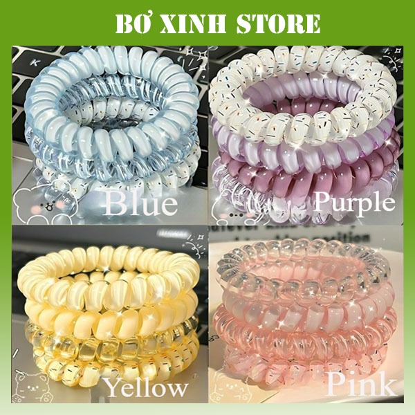 Set 16/20 Dây cột tóc lò xo Dây buộc tóc nữ Thun cột tóc cao su xoắn ốc Hàn Quốc