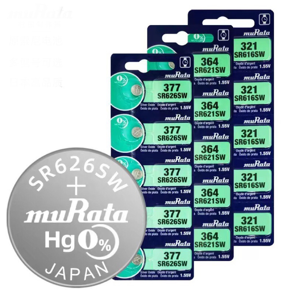 Vỉ 5 Viên Pin Đồng Hồ Murata SR621 SR626 SR920 SR927 1.55v