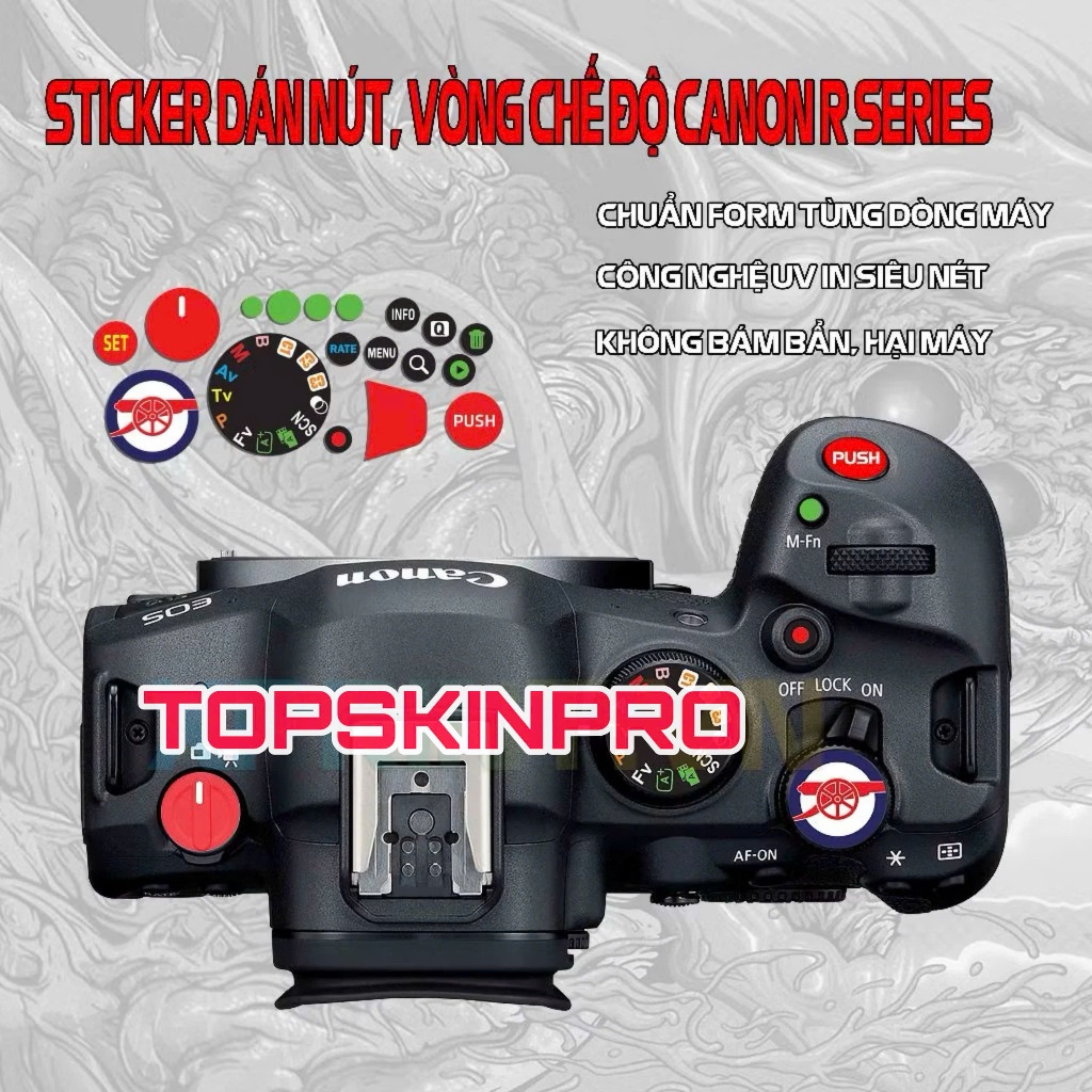 Sticker tem dán vòng chế độ máy ảnh Canon R, RP, R5, R6, Canon 5D3, Canon 5D4....
