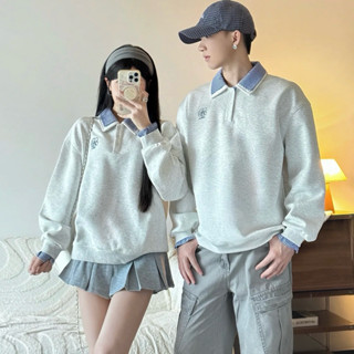   Deal mở bán  Áo Sweater Polo Cặp Đôi Nam Nữ Couple Phối Cổ Và Tay Logo Thêu Sweetievn 