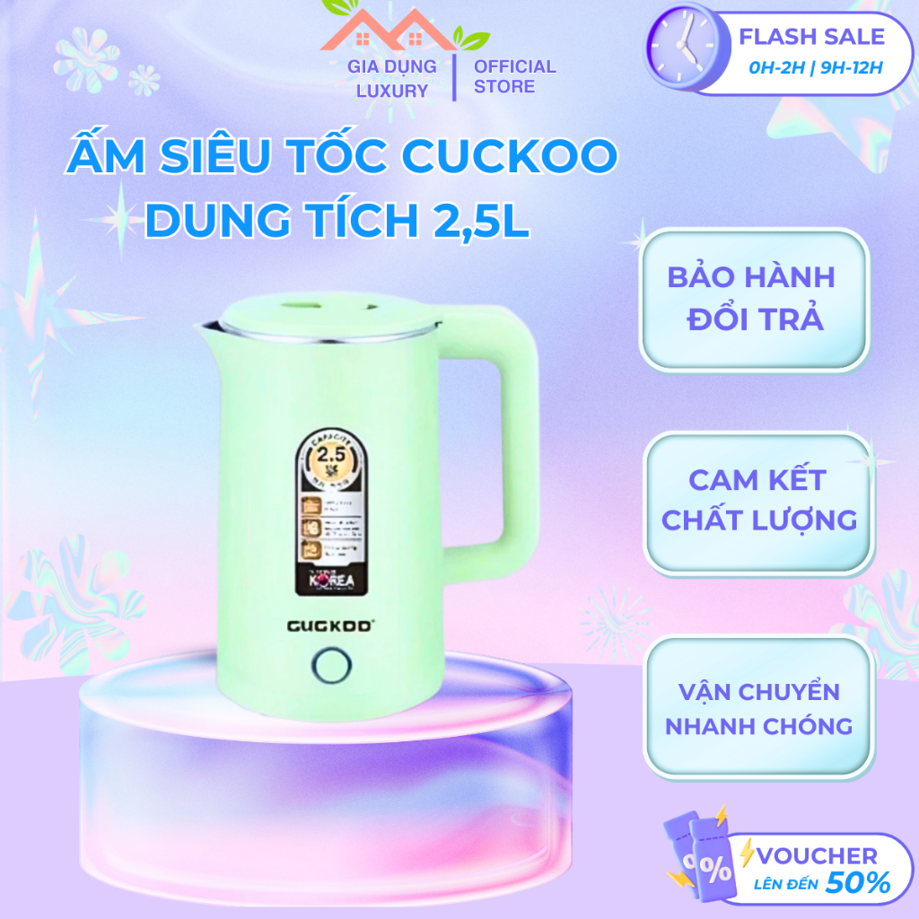 Ấm Siêu Tốc CUCKOO 2IN1,Ấm Đun Nước Kèm Bình Giữ Nhiệt Siêu Tốc Công Suất 1500W Cao Cấp Dung Tích 2,5L Hàng Chuẩn