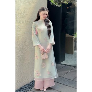 Áo dài Yên Hoa  - chất liệu tơ organza thêu hoa nhẹ nhàng - dáng suông nhẹ lên form cực xinh xắn