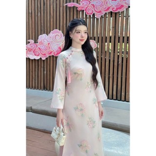 Áo dài Yên Hoa  - chất liệu tơ organza thêu hoa nhẹ nhàng - dáng suông nhẹ lên form cực xinh xắn