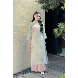 Áo dài Yên Hoa  - chất liệu tơ organza thêu hoa nhẹ nhàng - dáng suông nhẹ lên form cực xinh xắn