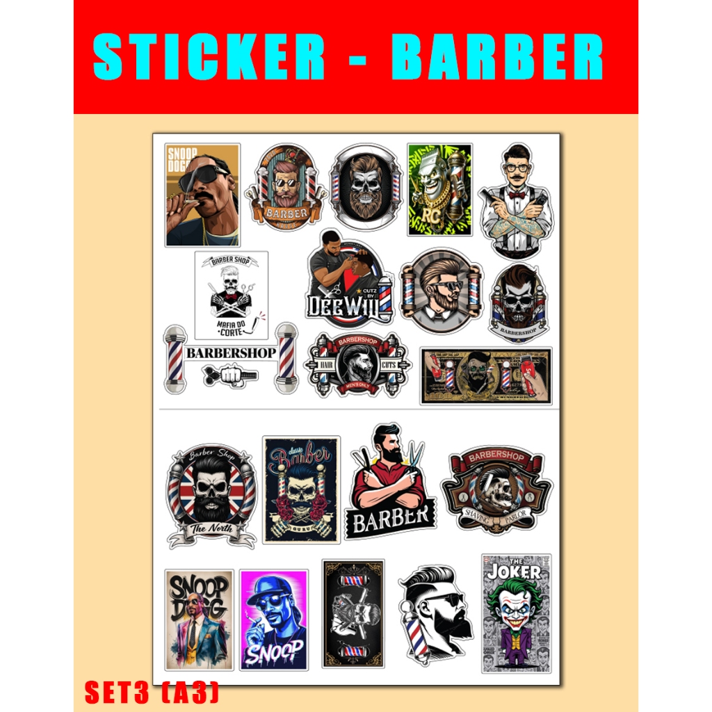 Decal Barber Nhãn Dán Sticker Barber Tiệm Tóc Cực Chất Decal Không Gian BarBer Decal Nhựa Chống Nước