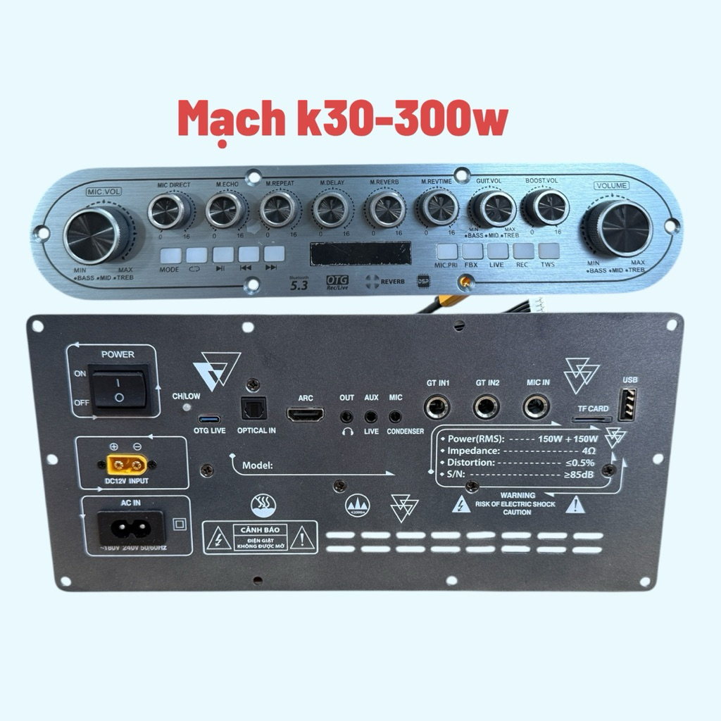 Mạch V152l k30 300w echo delay reverb chỉnh bass bost