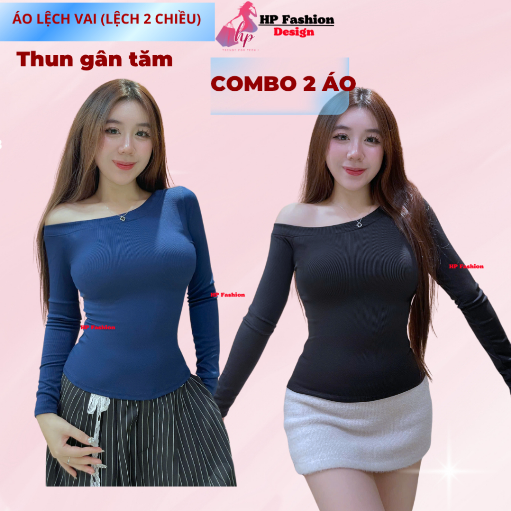 [Sọc ở cuối] Áo thun lệch trễ hở vai body dài tay, áo kiểu nữ màu đen trắng đỏ co giãn mùa hè noel tết tôn dáng  HP5 | BigBuy360 - bigbuy360.vn