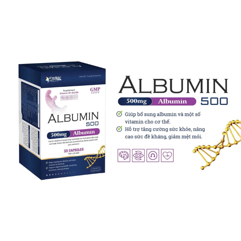 ALBUMIN 500 - Bổ sung albumin và một số vitamin cho cơ thể . Hỗ trợ tăng cường sức khỏe, nâng cao sứ