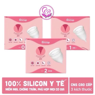  Cốc nguyệt san Lincup Mỹ mới chính hãng cốc mềm mại,chống tràn đủ 3 size 