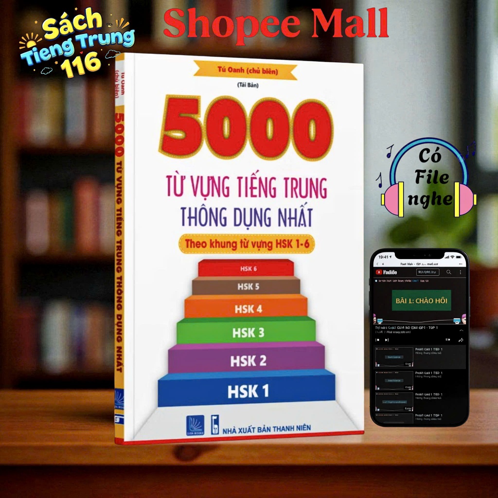 Sách 5000 từ vựng Tiếng Trung thông dụng nhất HSK1-HSK6 (kèm file nghe)
