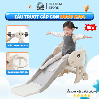 Cầu Trượt Cho Bé Hình Hươu, Cầu Trượt Cho Bé Kèm Đồ Chơi Bóng Rổ Cho Bé Rèn Luyện Thể Chất KS04