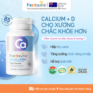 Pentavite Calcium+D Plus Yogurt Chewable Canxi Sữa Chua 5in1 Taurine Dưỡng Chất Thiết Yếu Viên Nhai Canxi Vitamin D