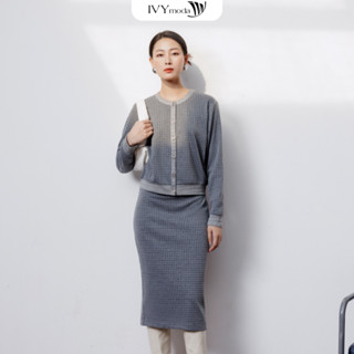  Áo len Argyle họa tiết áo khoác len trẻ trung thời thượng IVY moda MS 77M7949 