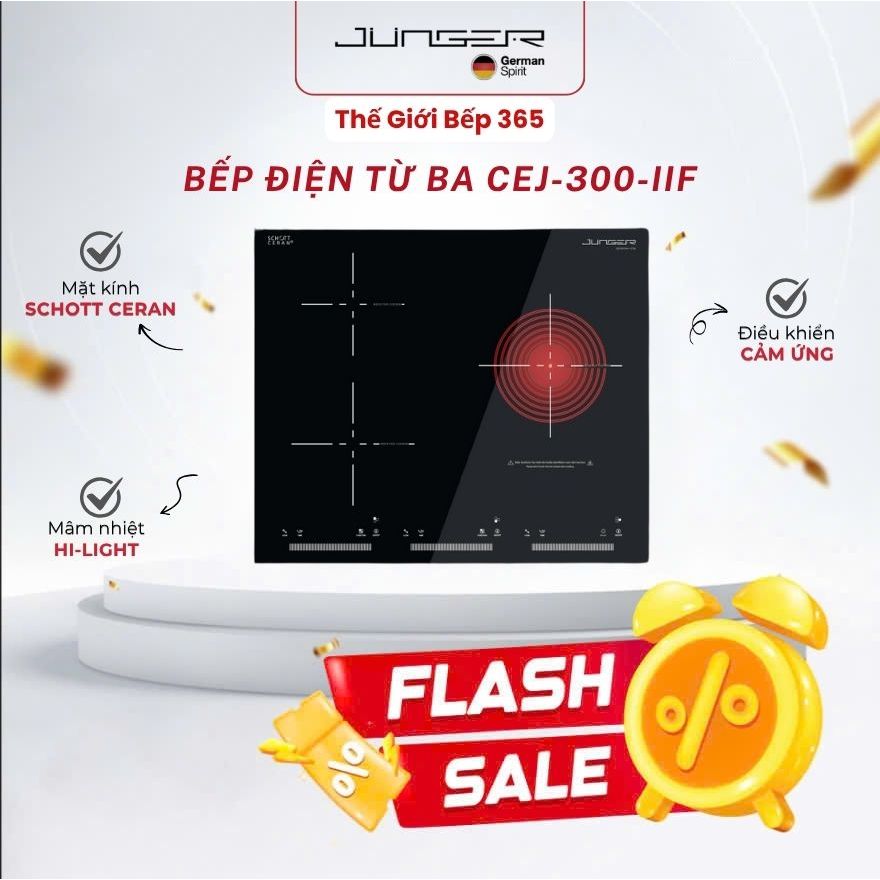 BẾP ĐIỆN TỪ BA JUNGER CEJ-300-IIF –  Chính hãng, Ưu đãi Tặng Bộ nồi inox Junger JC 100 (13 món)
